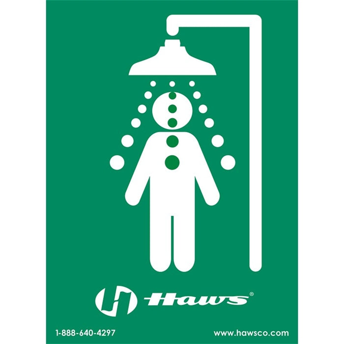 Haws SP177 Safety Shower Sign - ANSI Compliant Emergency Equipment Label for Workplace & Laboratory Safety | Perfect for Industrial Facilities, Chemical Plants, and Construction Sites
