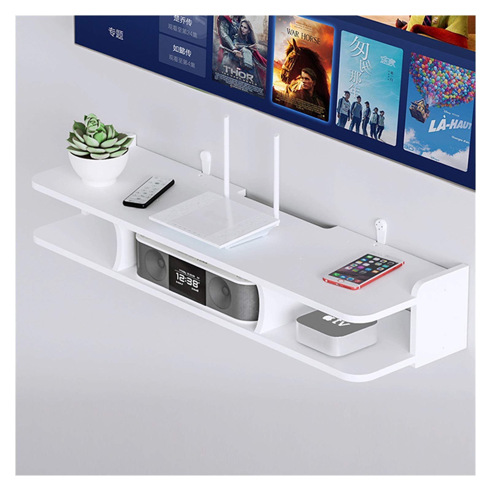Modern White Floating TV Stand with Storage - Wall Mounted Wooden Entertainment Center for DVD, Game Console & Media - Perfect for Living Room, Bedroom & Home Theater Setup