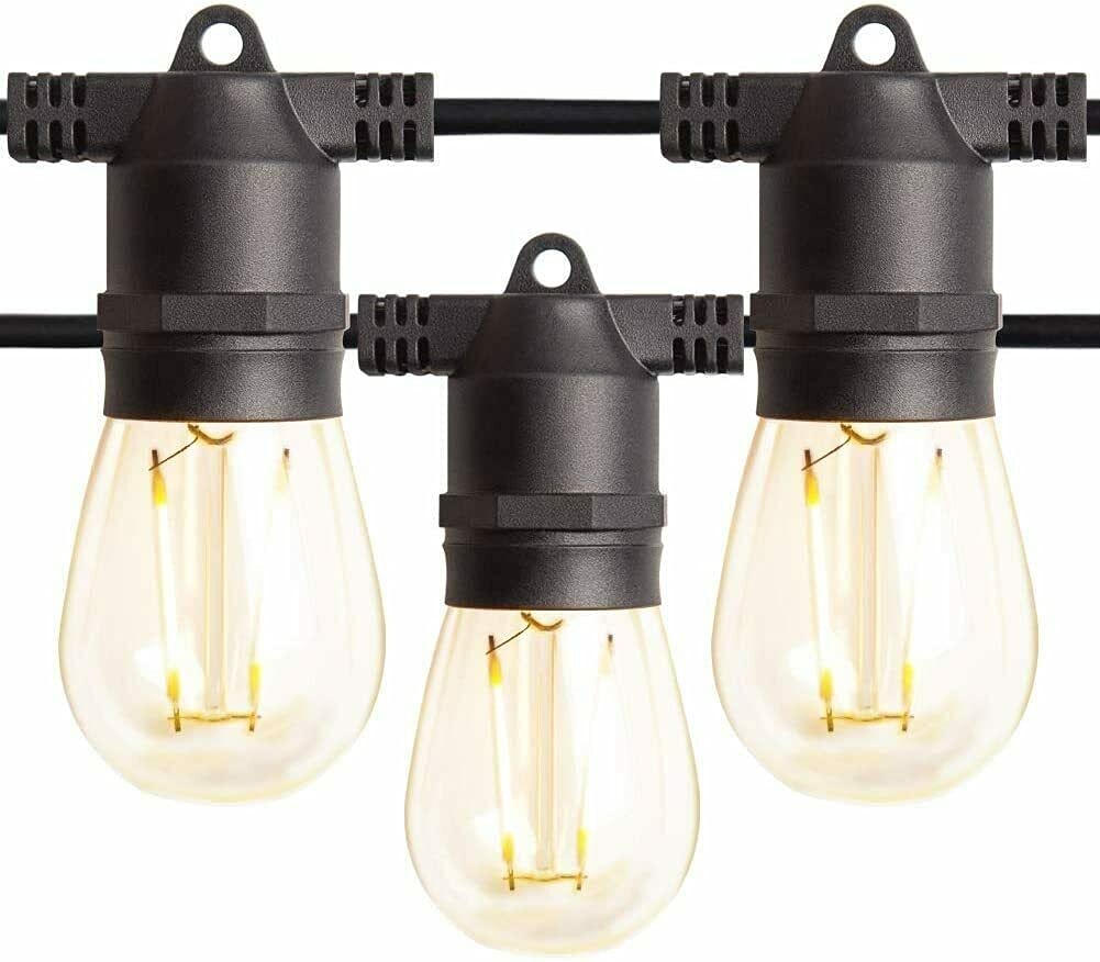 48FT Outdoor String Lights Waterproof - Commercial Grade Patio Lights for Garden, Backyard, Wedding & Party Decor - Durable Weatherproof LED Bulbs for Year-Round Outdoor Use