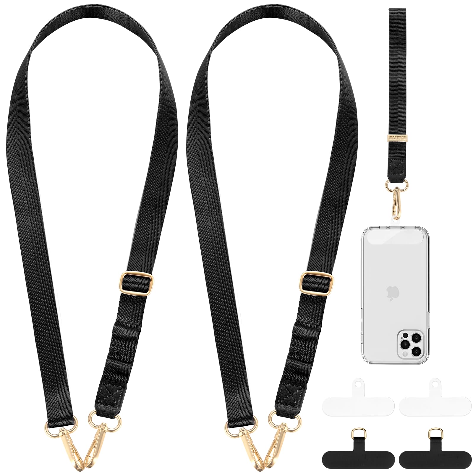 OUTXE Anti-Theft Phone Lanyard Set - 2 Crossbody Straps, 1 Wrist Strap & 4 Tabs - Universal Neck Phone Holder for iPhone, Samsung & Most Smartphones - Perfect for Travel, Work, Gym & Outdoor Activities