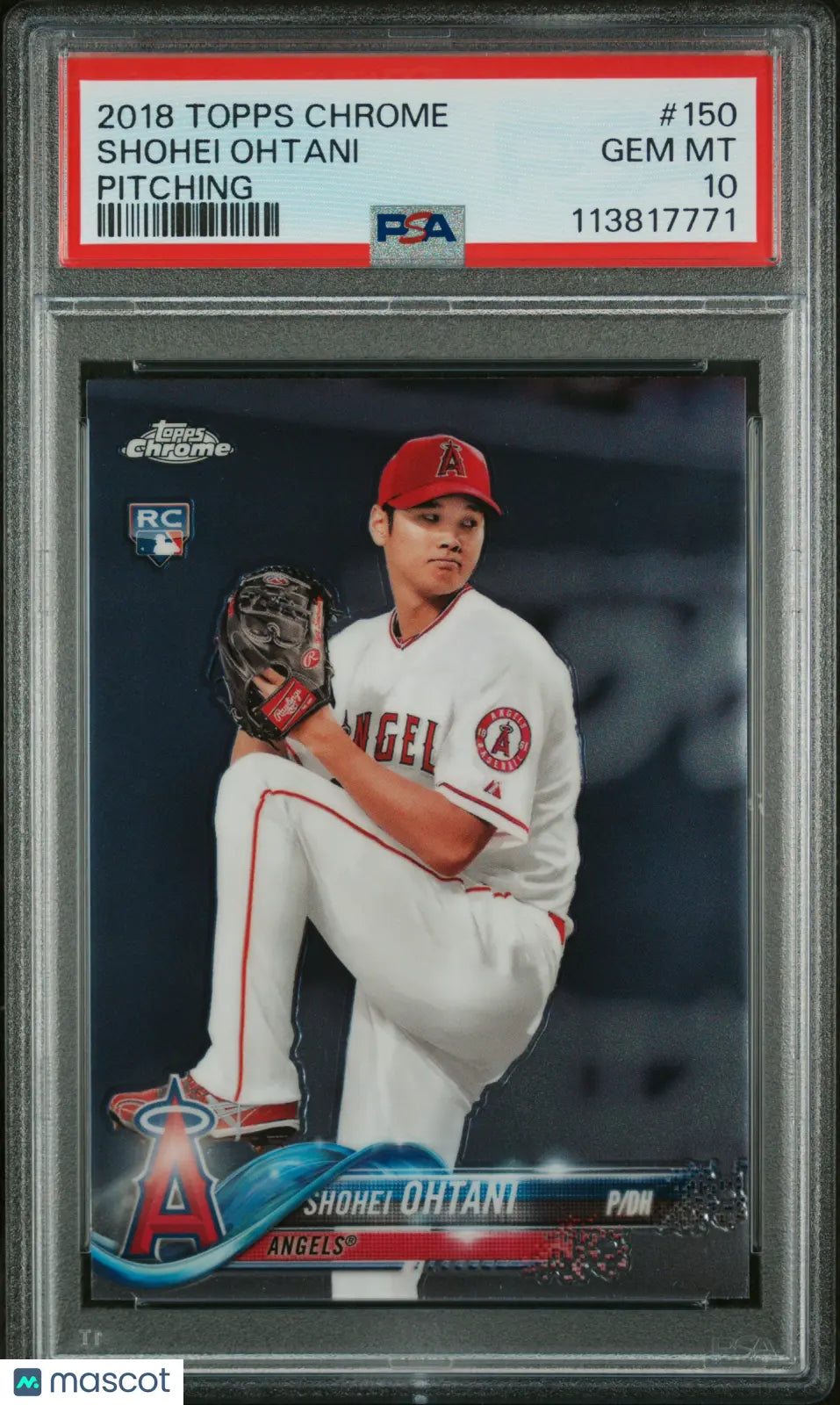 2018 Topps Chrome Baseball Shohei Ohtani RC Rookie Pitching PSA 10 Gem Mint - Rare Baseball Card for Collectors & Investors - Perfect for Display, Trading, and Sports Memorabilia Collections