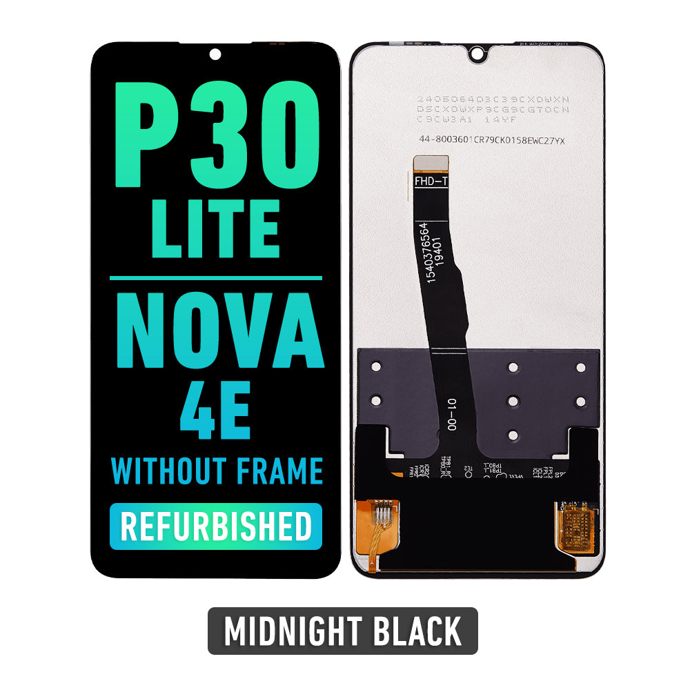 Refurbished Huawei P30 Lite / Nova 4E LCD Screen Replacement (Midnight Black) - No Frame Included | DIY Repair Kit for Cracked or Damaged Display | Perfect for Home Technicians & Phone Repair Shops