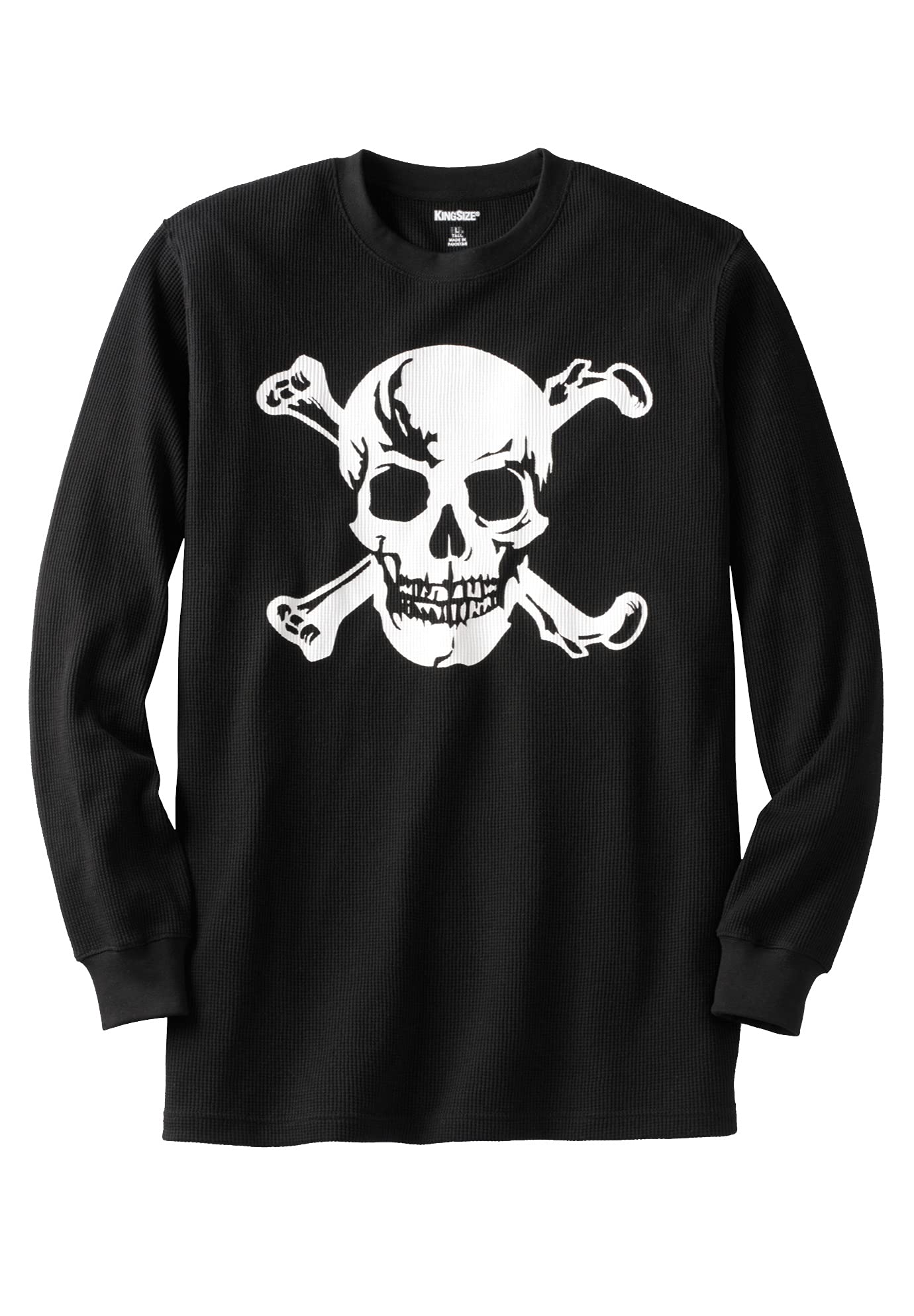 KingSize Men's Big & Tall Waffle-Knit Thermal Crewneck Tee - 6XL, Skull Print Multicolor Long Underwear Top for Cold Weather & Layering