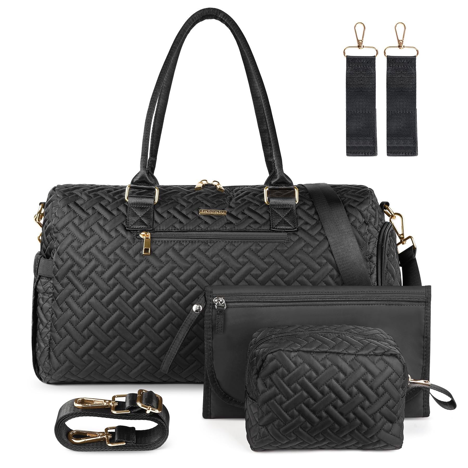 Iniuniu Waterproof Diaper Bag Tote with Changing Pad - Large Baby Travel Bag for Moms (Black)