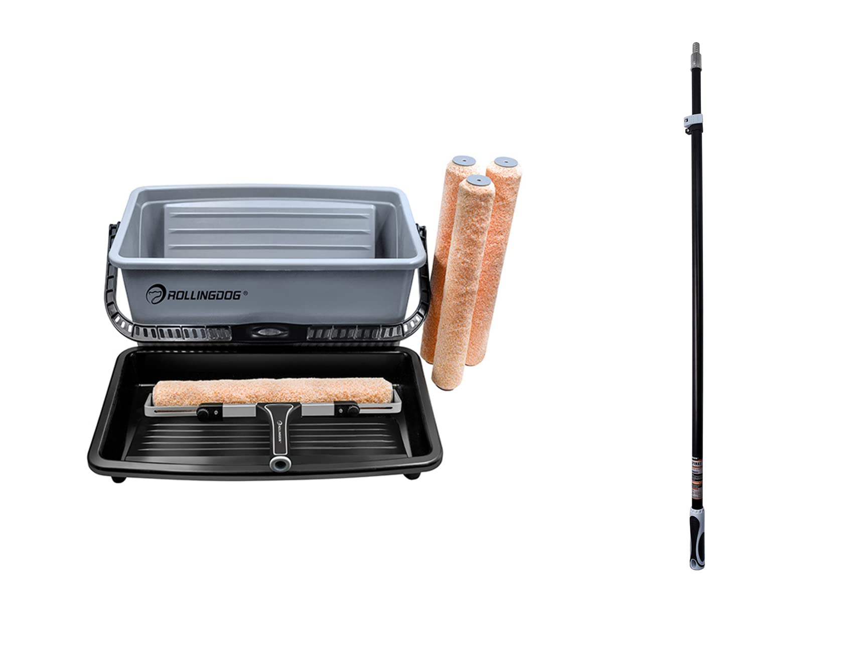 **ROLLINGDOG 7-Piece 18-Inch Paint Roller Set with Adjustable Extension Pole (43.3