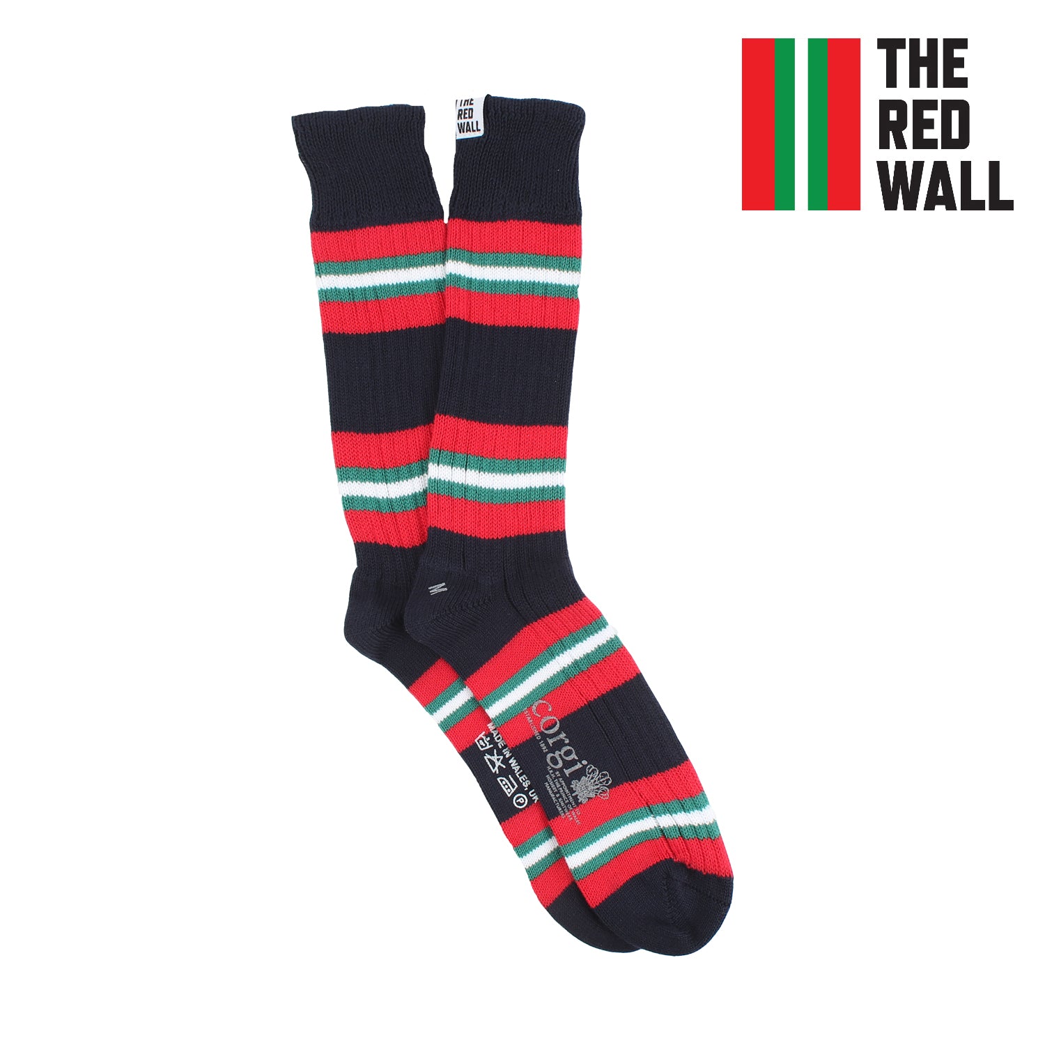 Red Striped Cotton Boot Socks for Women & Men - Warm Winter Crew Socks for Hiking, Snow Boots & Outdoor Activities