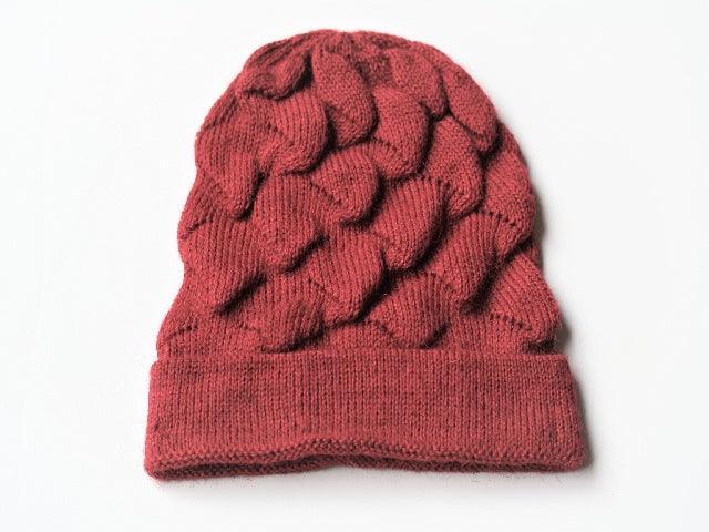 Alpaca Pyramid Beanie Hat - Soft & Warm Red Winter Knit Cap for Men & Women - Perfect for Skiing, Hiking & Outdoor Activities
