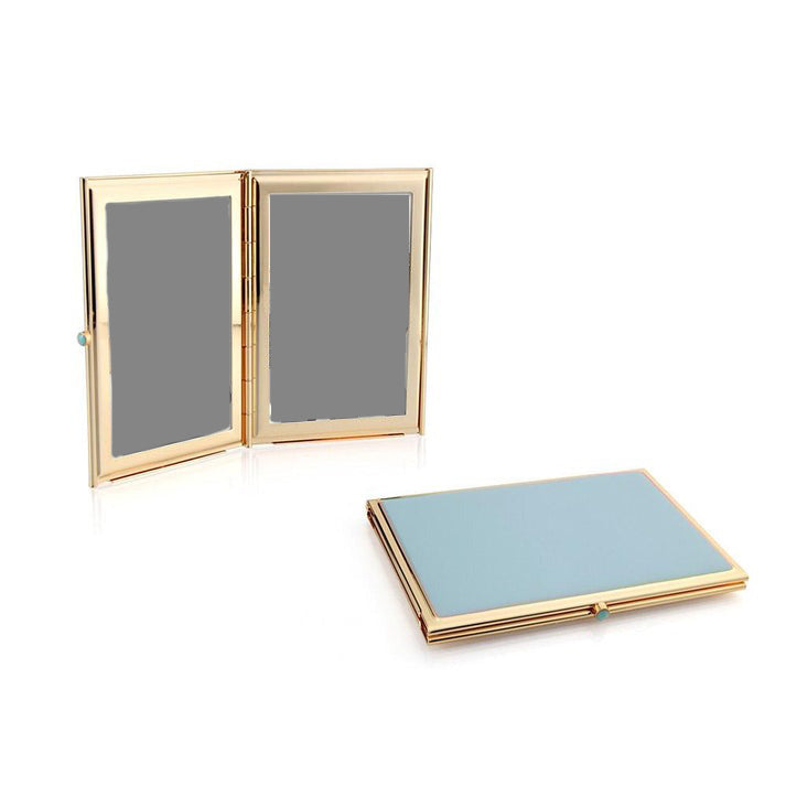 Enamel & Gold Plated Double Picture Travel Frame - Elegant Keepsake for Family Photos, Vacations & Gifts | Perfect for Home Decor, Office Desk & Travel Memories