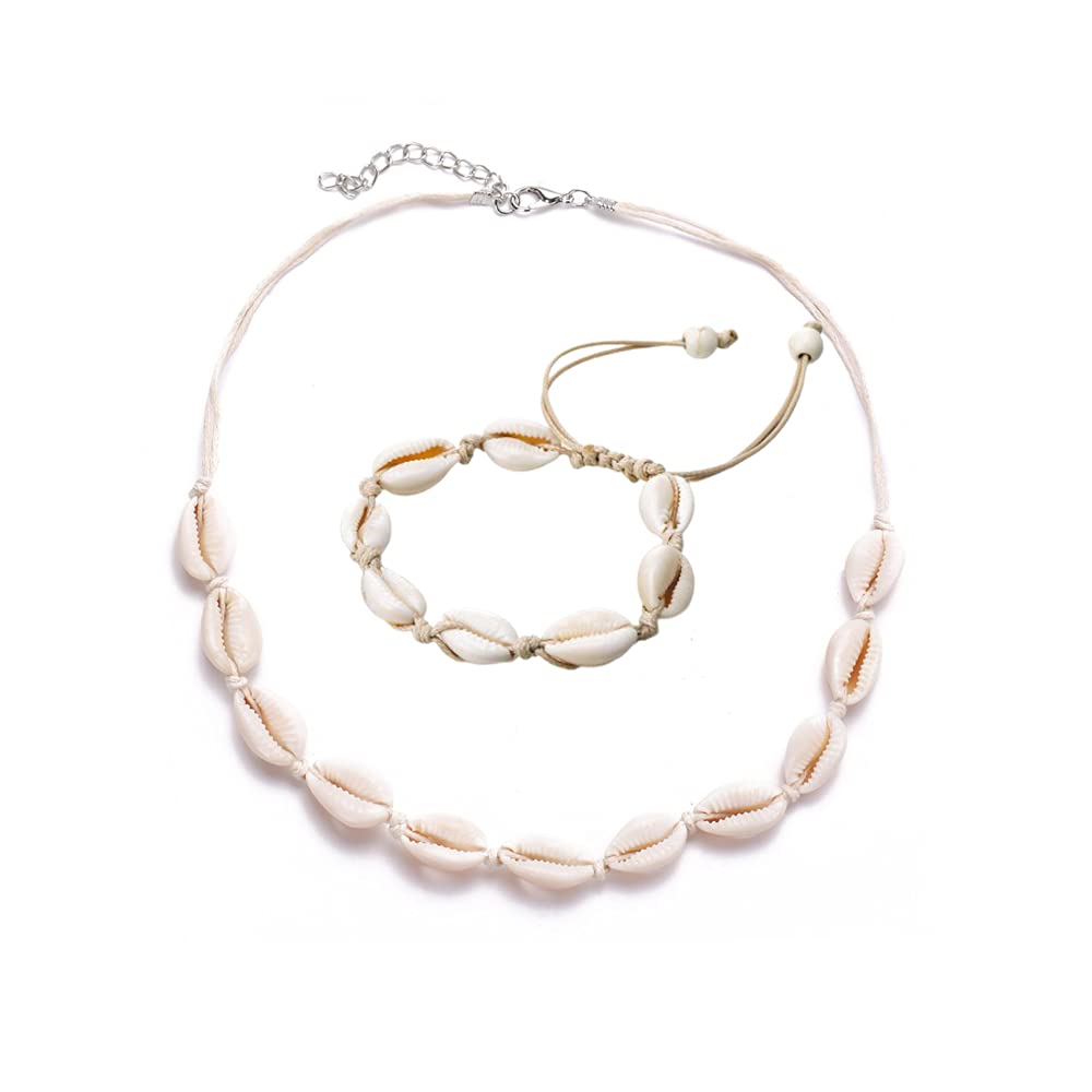 6-Piece Boho Beach Seashell Anklet Bracelet Set - Adjustable Cowrie Shell Foot Jewelry for Women | Summer Surfer Accessories | Perfect for Beach Vacations, Music Festivals & Boho Fashion