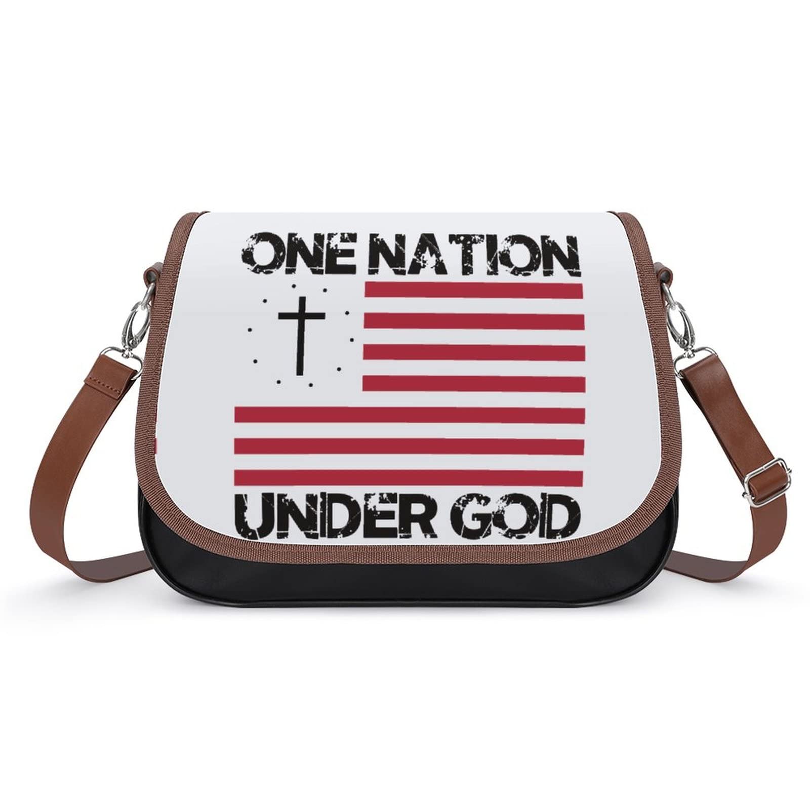 **Printed Shoulder Crossbody Bag for Women - Genuine Leather Hobo Handbag with Top Handle & Flag Design - Perfect for Work, Travel & Everyday Use**