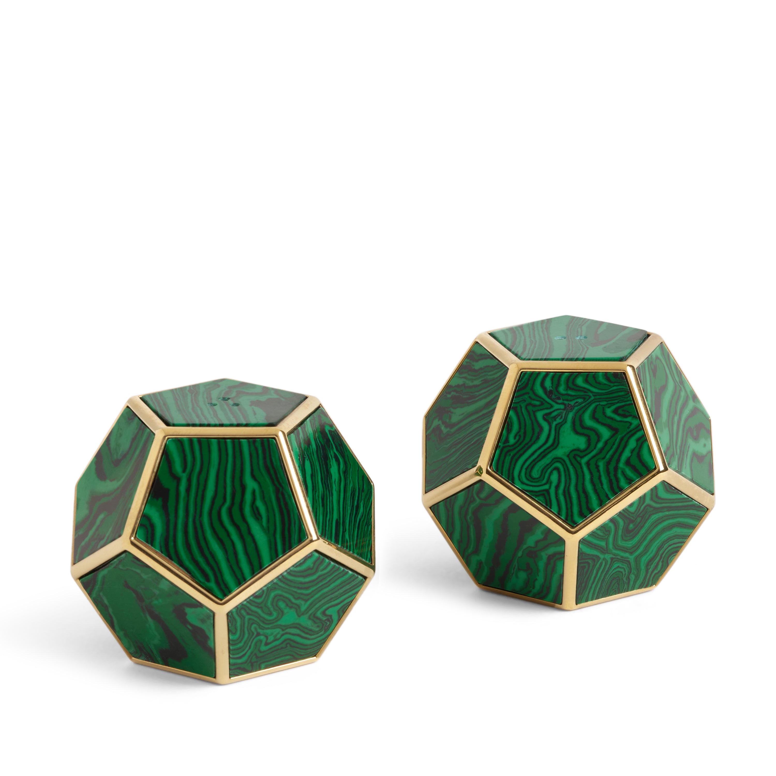 Pentagon Spice Jewels - Malachite & 24k Gold Earrings Set of 2 | Elegant Green Gemstone Jewelry for Women | Perfect for Parties, Weddings & Special Occasions