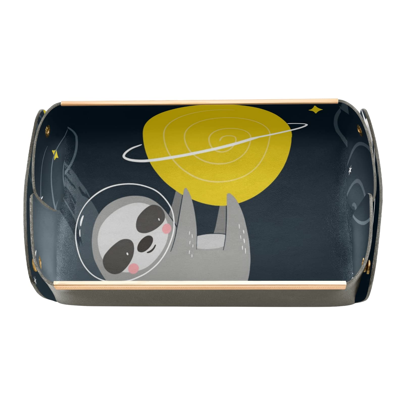 Galaxy Sloth Universe Rectangular Desk Organizer Tray - PVC Leather Jewelry & Vanity Storage Tray, Detachable Foldable Counter Organizer for Makeup, Office Supplies, Keys & Tissues | Perfect for Home Office, Dorm Room & Vanity Table Organization