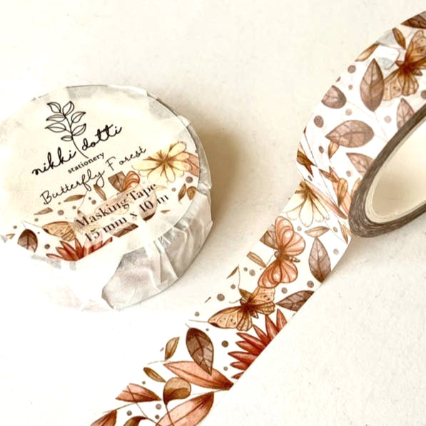 Butterfly Forest Washi Tape - Decorative Japanese Paper Tape for Scrapbooking, Journaling, Gift Wrapping & DIY Crafts - Perfect for Bullet Journals, Planners, and Home Decor