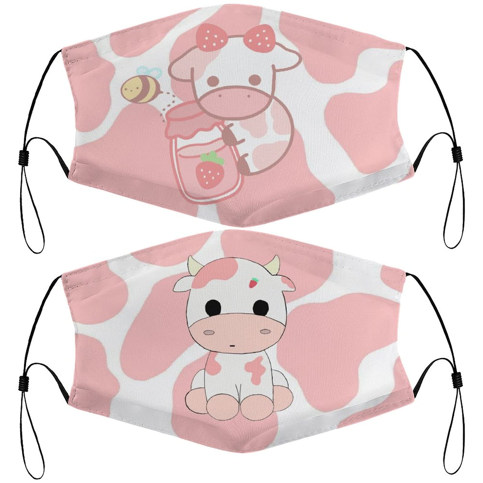Strawberry Milk Cow Face Mask - 2 Pack with Filters for Daily Use