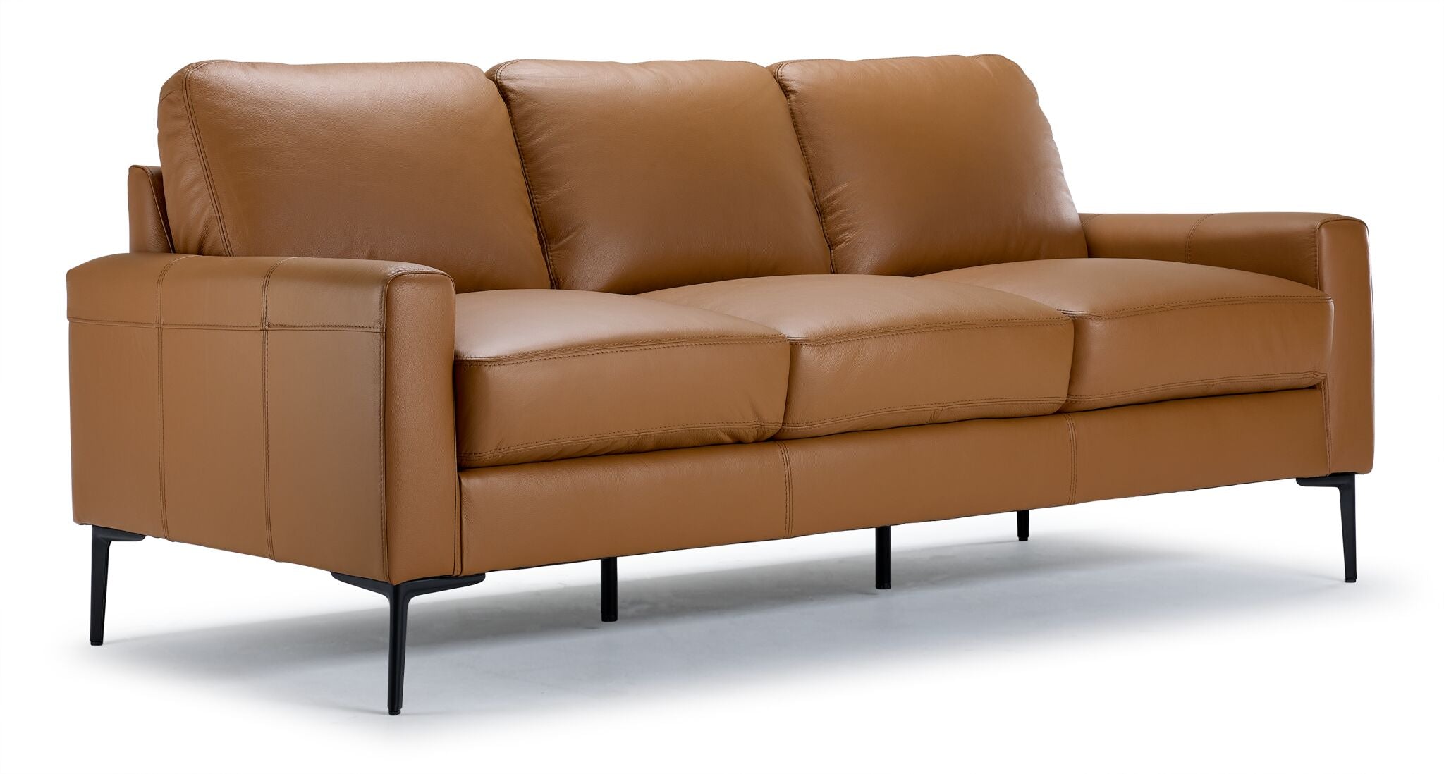 Premium Chito Leather Sofa and Loveseat Set in Saddle Brown - Luxurious Living Room Furniture for Home & Office Decor