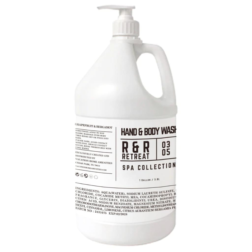 Retreat Grapefruit & Bergamot Hand & Body Wash Refill - Natural Scented Liquid Soap for Bathroom, Shower & Spa - Eco-Friendly Bulk Refill Pack