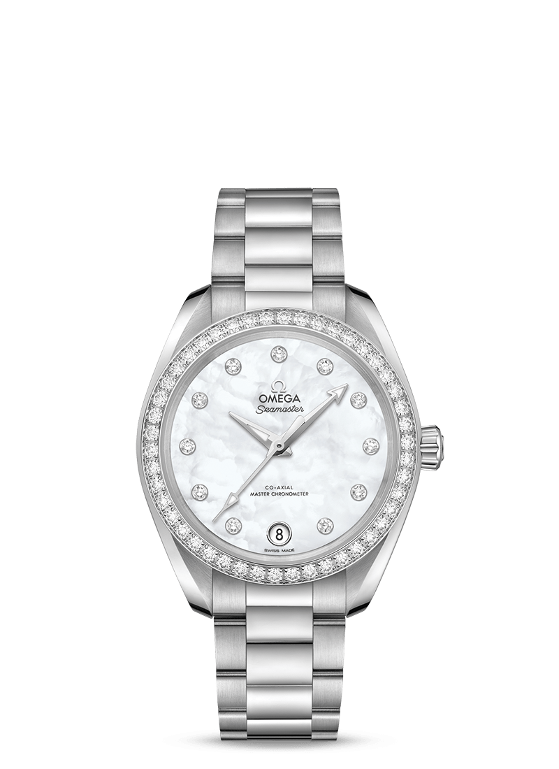 OMEGA Seamaster Aqua Terra 150M Co-Axial Master Chronometer 34mm Watch - Luxury Automatic Mens Dress Watch for Business & Formal Occasions