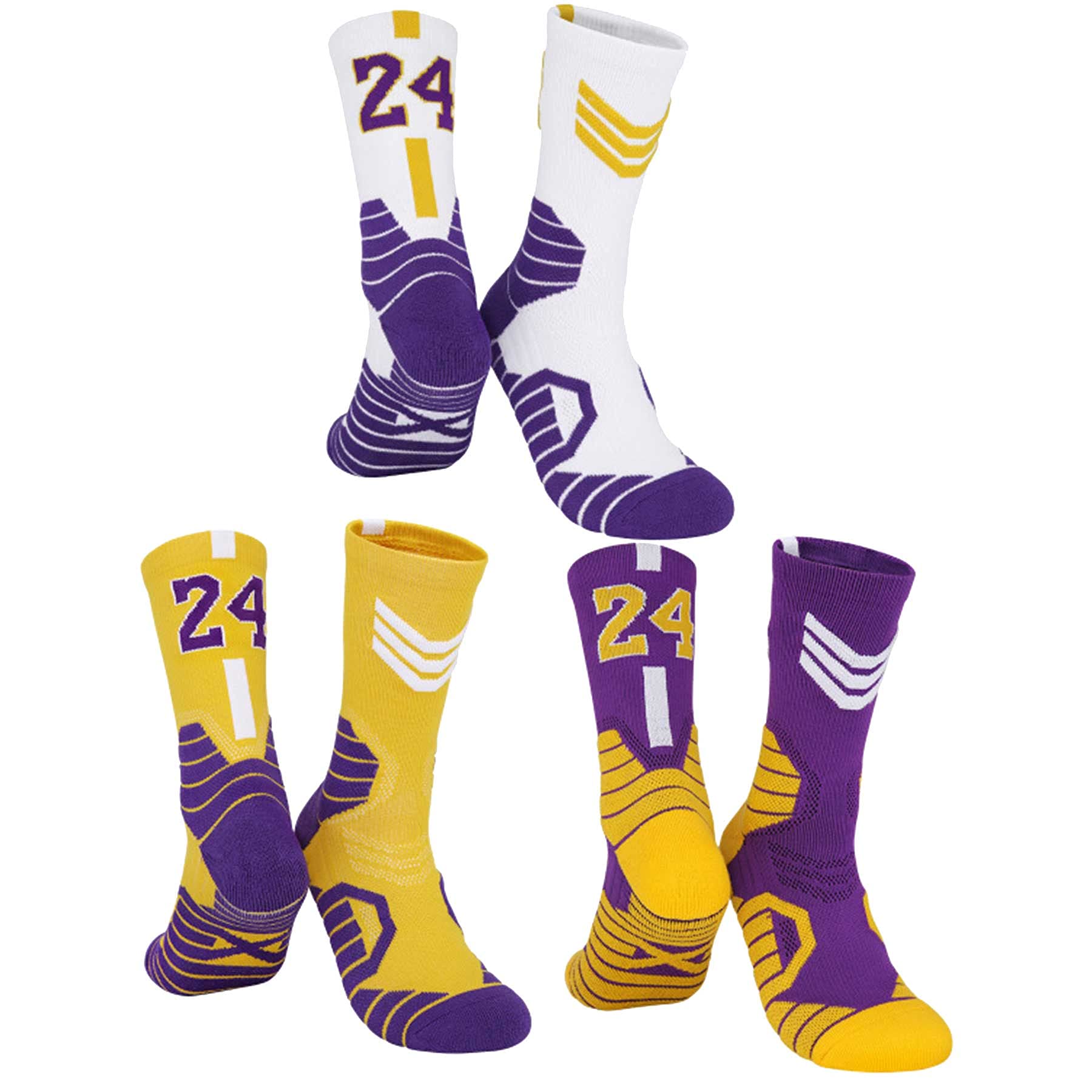 Bingfone 3 Pairs Basketball Compression Socks for Men & Women - Breathable Athletic Sports Socks for Running, Climbing, Gym & Workout - Perfect for Basketball Players & Active Lifestyles