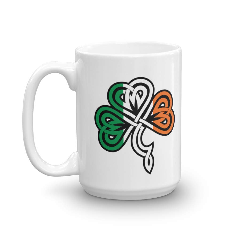 Celtic Knot Irish Flag Coffee Mug - 15oz St. Patrick's Day Shamrock Design Ceramic Cup for Tea, Coffee & Hot Drinks - Perfect Gift for Irish Pride & St. Paddy's Day Celebrations