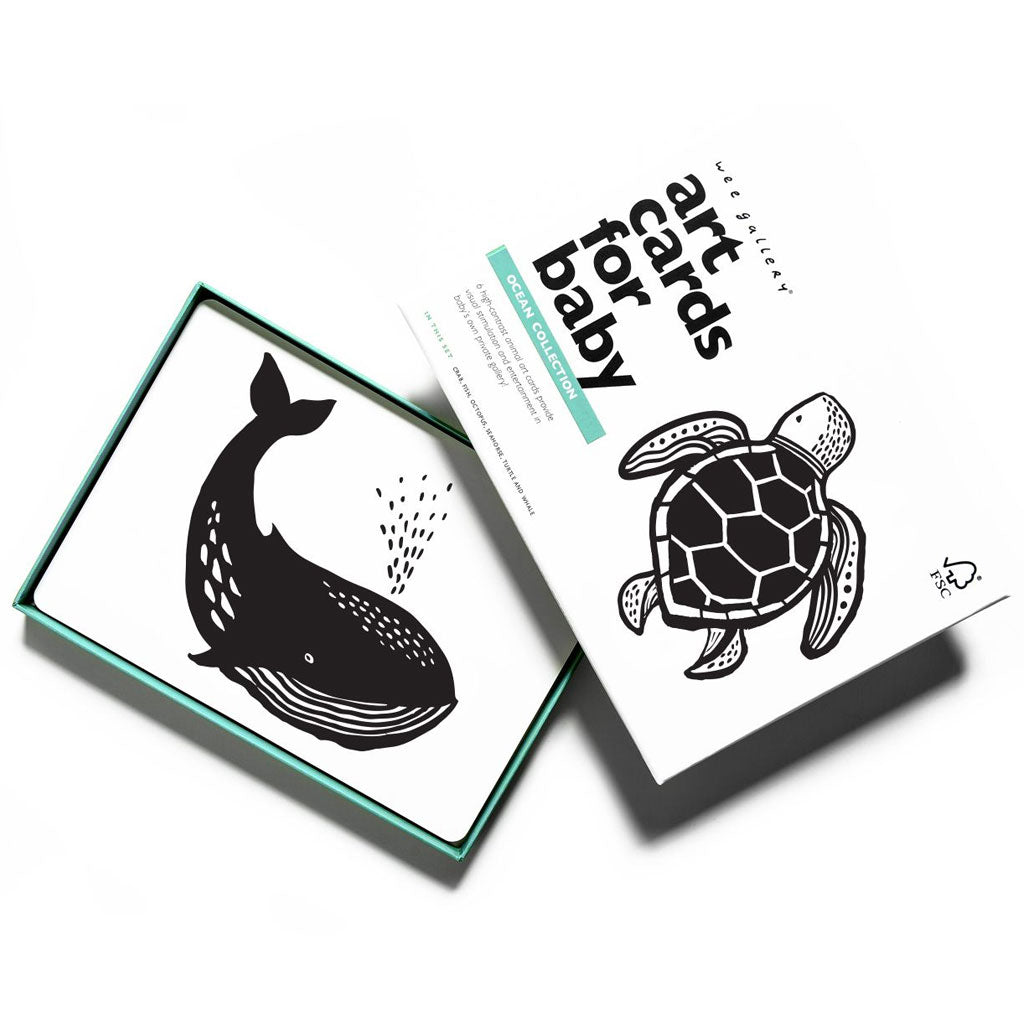 Wee Gallery Art Cards - Ocean Collection | High Contrast Baby Visual Stimulation Cards | Perfect for Newborns, Infants & Toddlers | Educational & Sensory Play