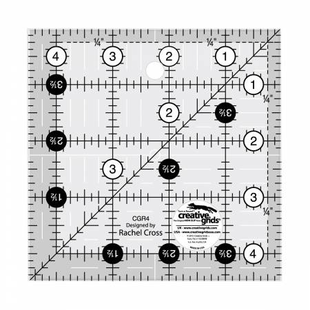 Creative Grid 4.5 x 4.5 Inch Square Ruler - Perfect for Quilting, Sewing, and DIY Craft Projects