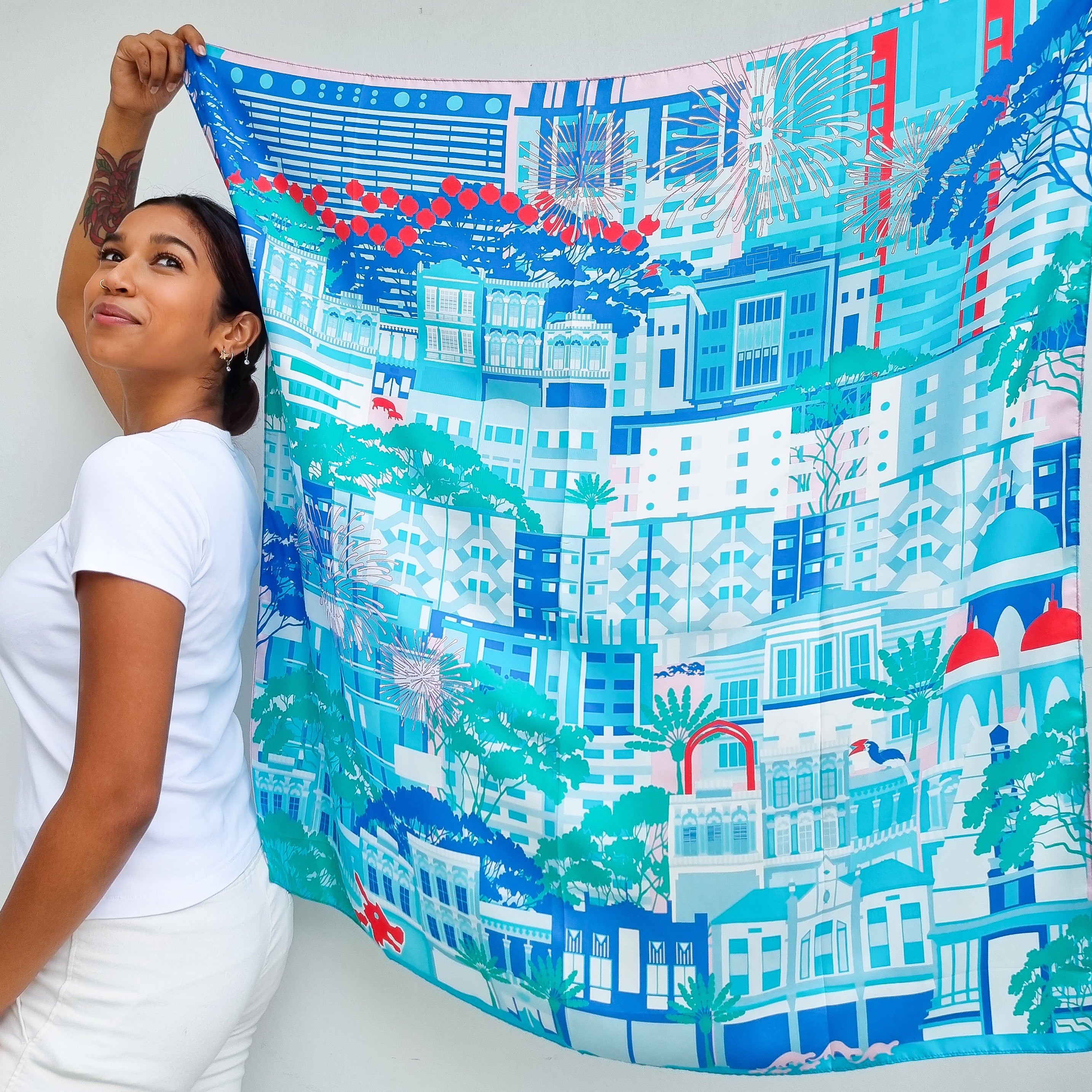 Elegant A City in a Garden Silk Scarf - Luxury Fashion Accessory for Women, Perfect for Office, Party & Travel