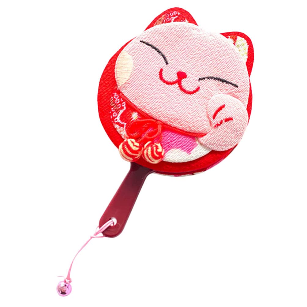 FOMIYES Portable Vanity Mirror with Handle - Cute Maneki Neko Lucky Cat Design, Handheld Makeup Mirror for Women & Girls, Foldable Travel Mirror for Home, Salon, Barber Shop & On-the-Go Touch Ups