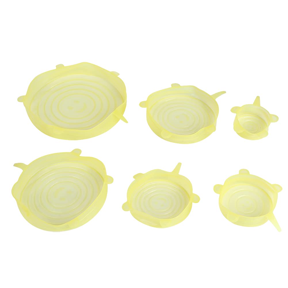 YUYTE 6-Piece Silicone Stretch Food Bowl Lids Set - BPA-Free, Food-Grade Silicone Covers for Bowls & Cups - Universal Fit for Meal Prep, Storage & Microwave Use - Yellow