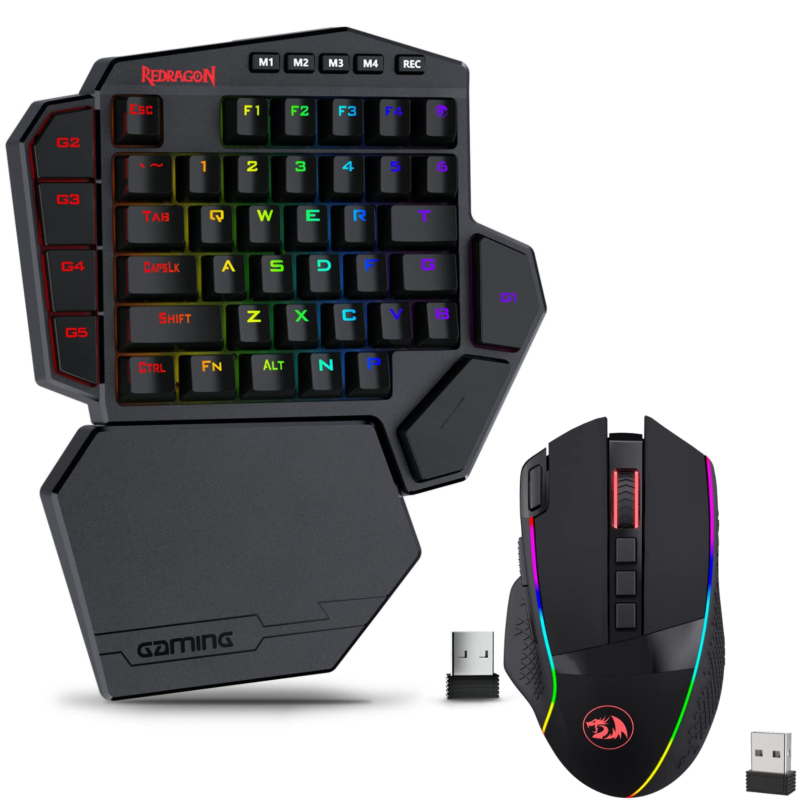 Redragon K585 DITI One-Handed Wireless Mechanical Gaming Keyboard & M991 RGB Wireless Gaming Mouse Combo Bundle - Perfect for PC, PS4, Xbox Gaming and Office Work