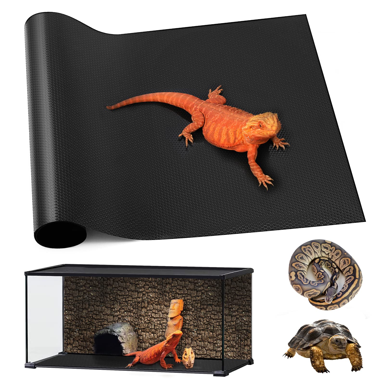 Premium Bearded Dragon Tank Accessories - Non-Adhesive Reptile Carpet Bedding & Terrarium Substrate Liner (18