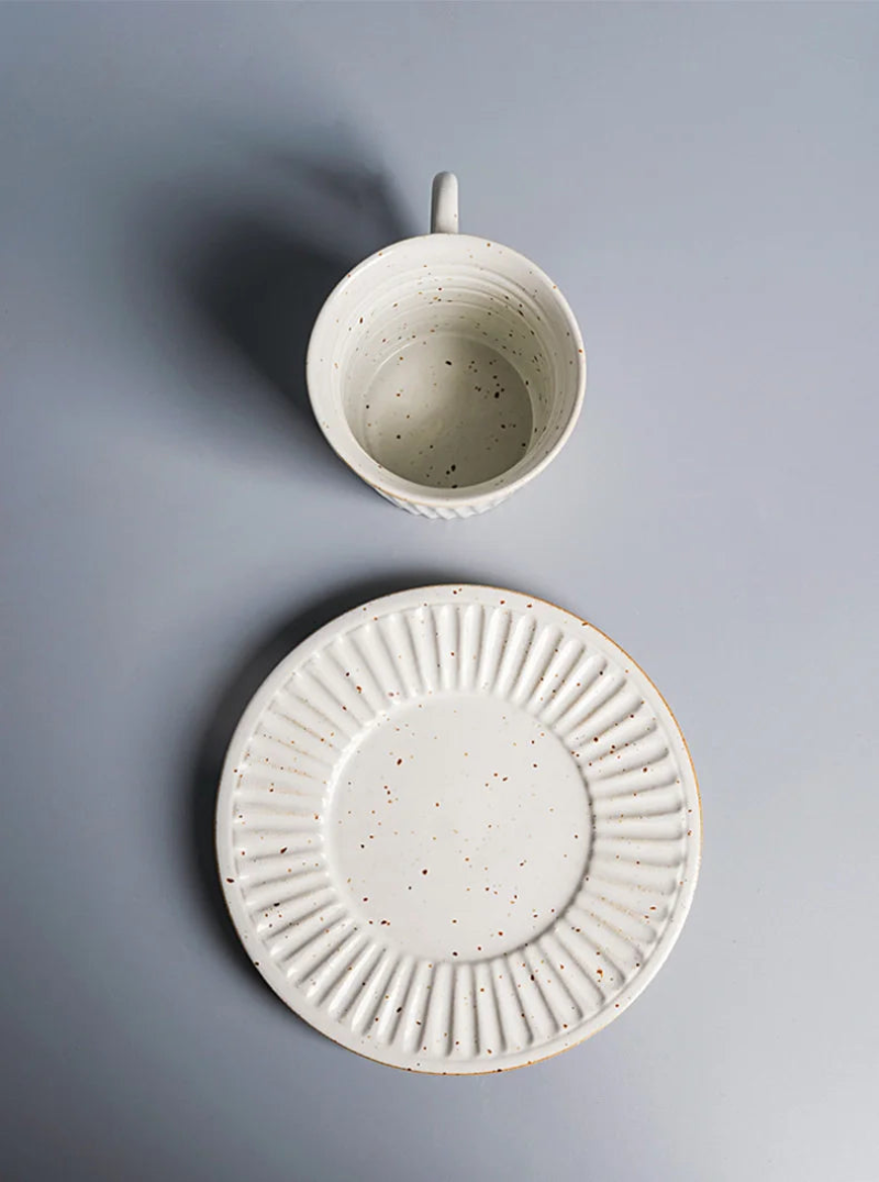 Premium Ridgeway Artisan Ceramic Coffee Cup & Saucer Set - Handcrafted Porcelain Tea Cup for Espresso, Latte & Cappuccino - Perfect for Home, Office & Cafe Use