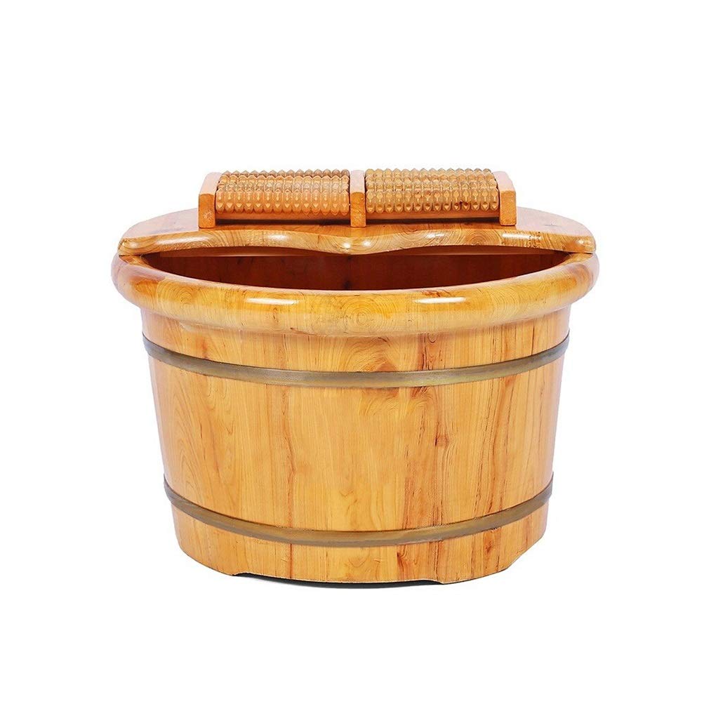 LIZHIQIANG Wooden Foot Spa Tub with Massage - Portable Foot Soaking Bucket for Relaxation, Pedicure & Home Spa - Perfect for Bathroom, Salon & Self-Care Routine