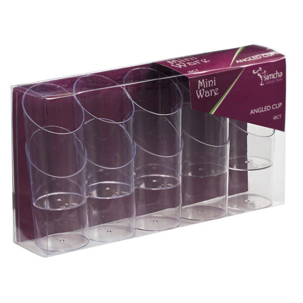 2.5 oz Clear Plastic Angled Mini Cups - Pack of 10 - Perfect for Condiments, Sauces, Dressings & Party Snacks