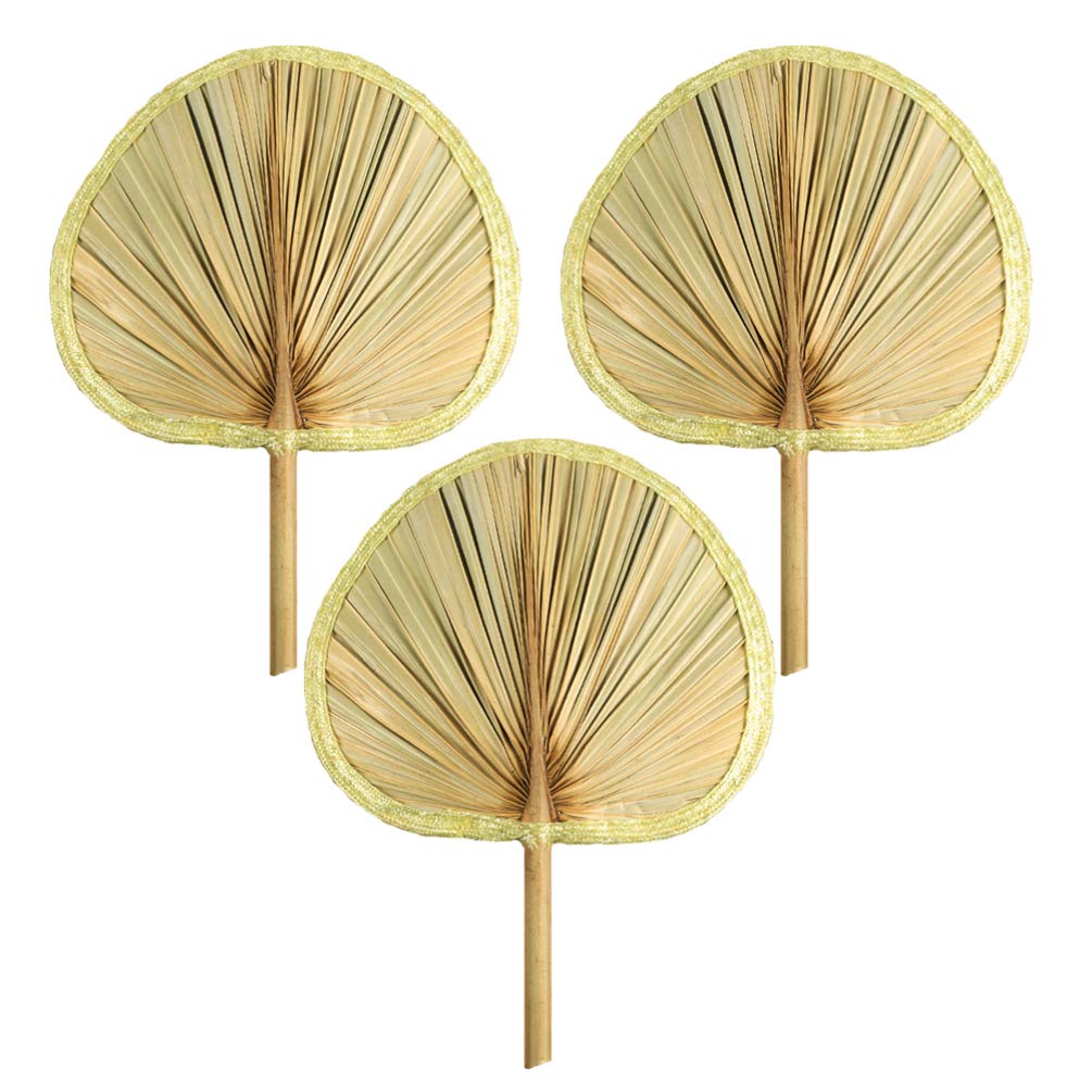 3PCS Handmade Cattail Leaf Fan - Cooling & BBQ Fan for Summer, Wedding, Home