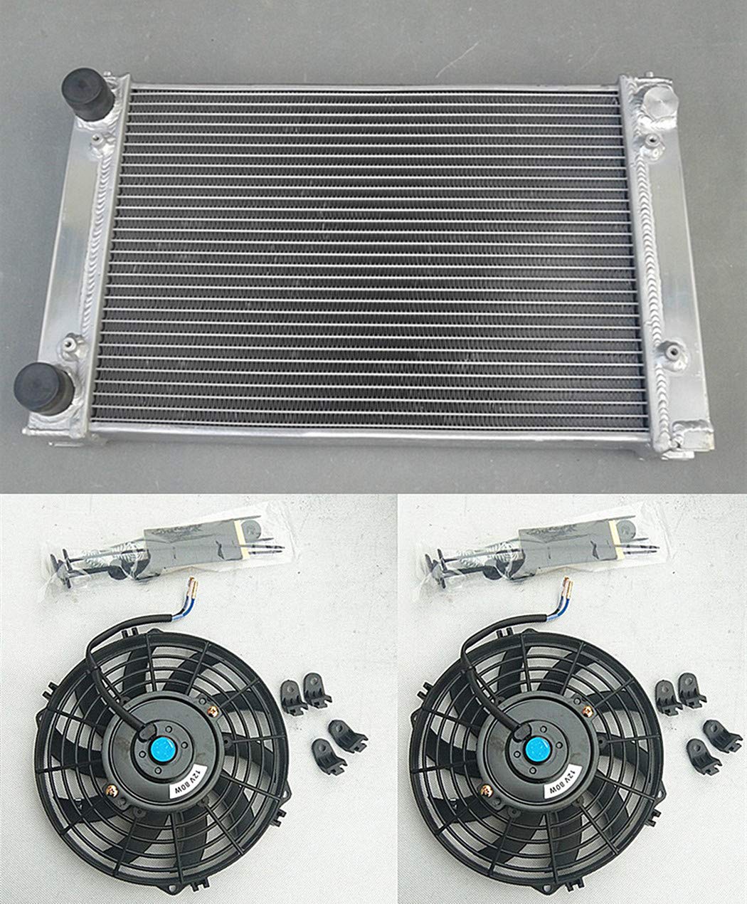 High-Performance Aluminum Radiator with Dual Fans for VW Golf GTI, Jetta MK2, Corrado & Scirocco Coupe 1.8V - Enhanced Cooling System for Racing & Daily Driving