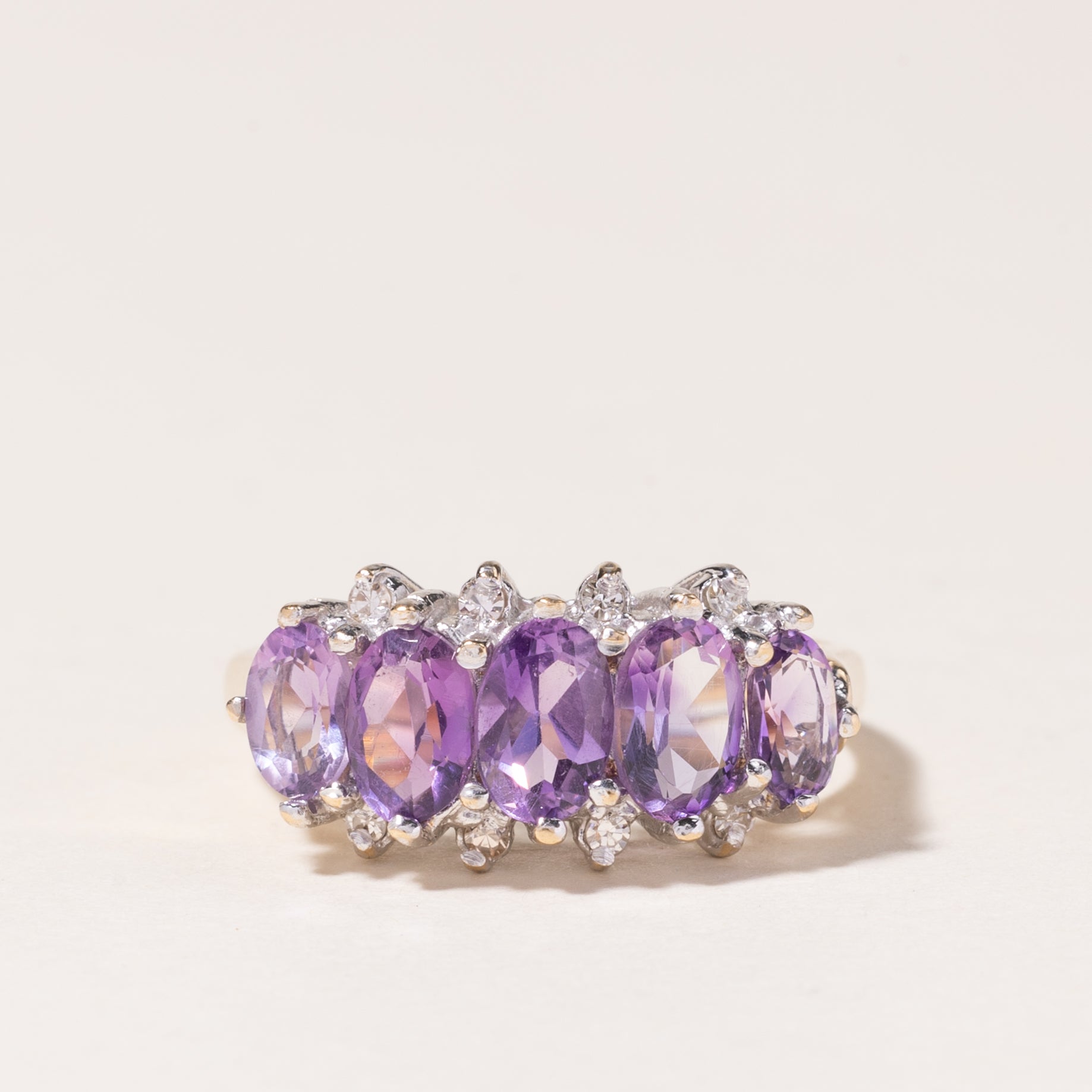 10K Gold Amethyst & Diamond Ring - 1.50ctw Amethyst & 0.04ctw Diamond - Size 6.5 - Elegant Purple Gemstone Jewelry for Women - Perfect for Valentine's Day, Anniversary & Special Occasion Gifts
