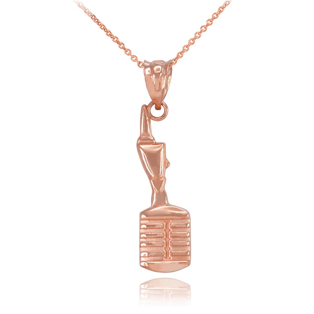 14K Rose Gold Microphone Charm Necklace - Elegant Music Lover Jewelry Gift for Singers & Musicians | Perfect for Performances, Concerts & Special Occasions