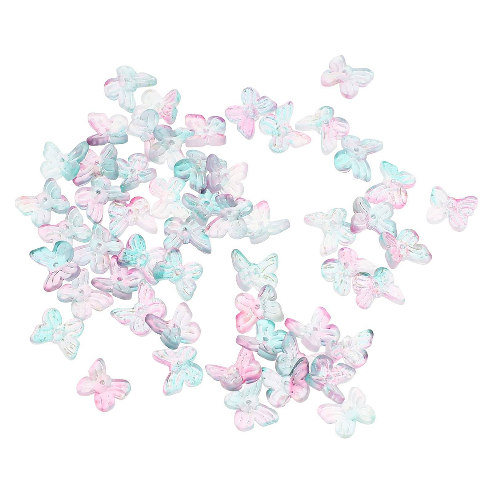 FOMIYES 50pcs Butterfly Crystal Glass Beads for Jewelry Making - Handmade Lampwork Spacer Beads in Green & Purple for Necklaces, Bracelets, Earrings & Hair Accessories - DIY Craft Supplies for Beading, Scrapbooking & Gift Making