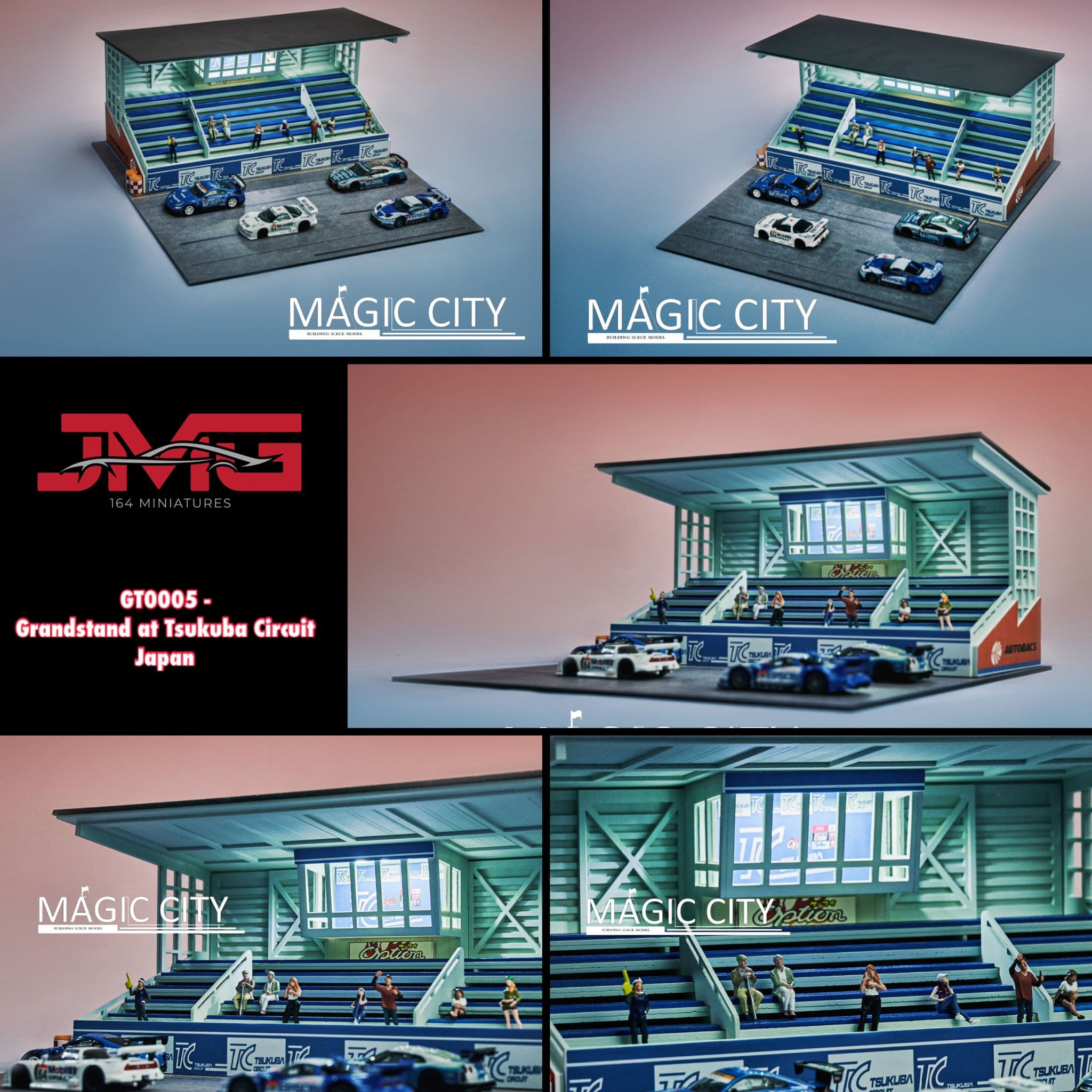 1:64 Scale Tsukuba Circuit Japan Grandstand Diorama - Perfect for Model Car Displays, Racing Scenes & Collectors