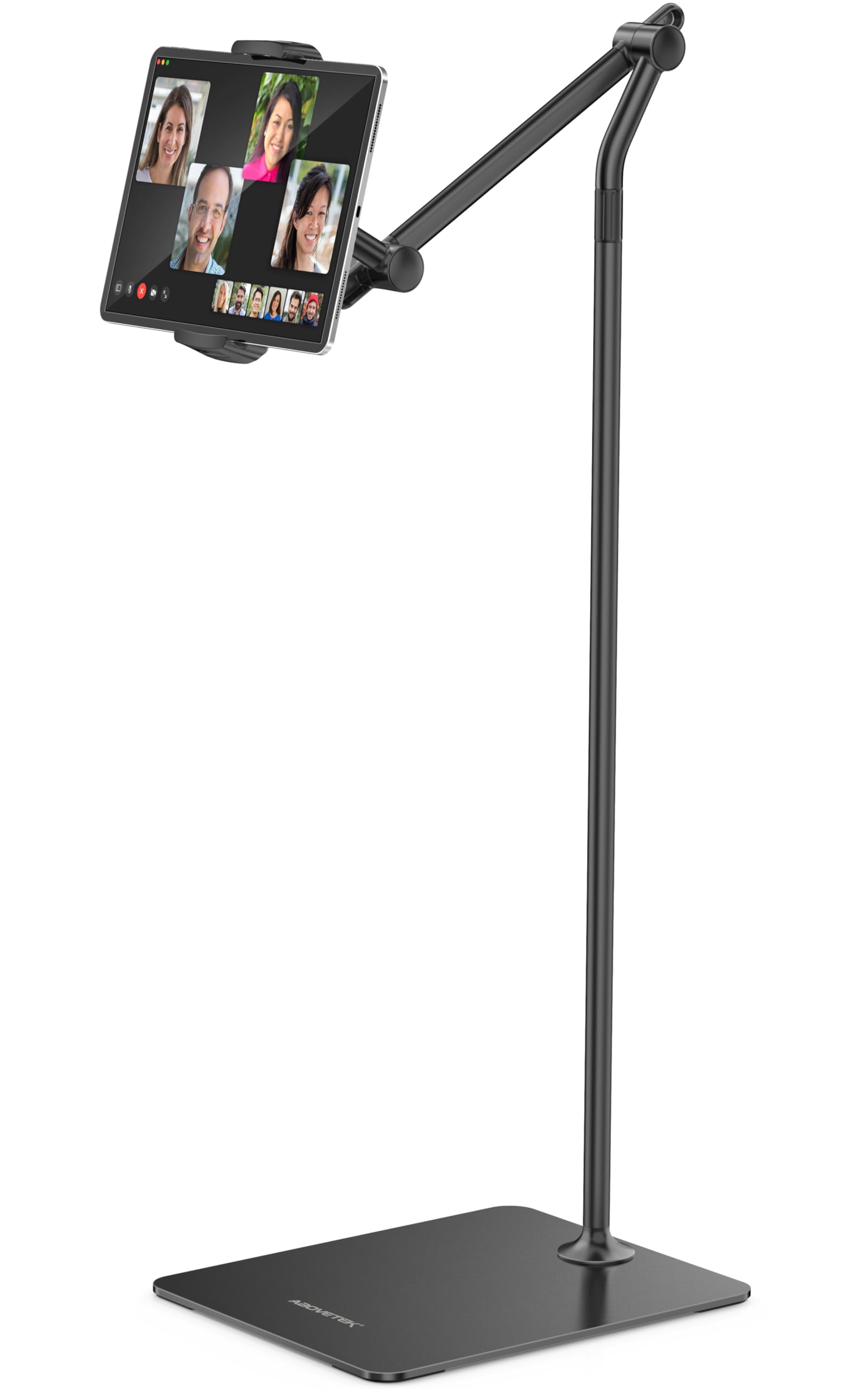 AboveTEK Adjustable Aluminum Floor Stand for Tablets & Phones - 360° Rotation iPad Holder Compatible with 4.7