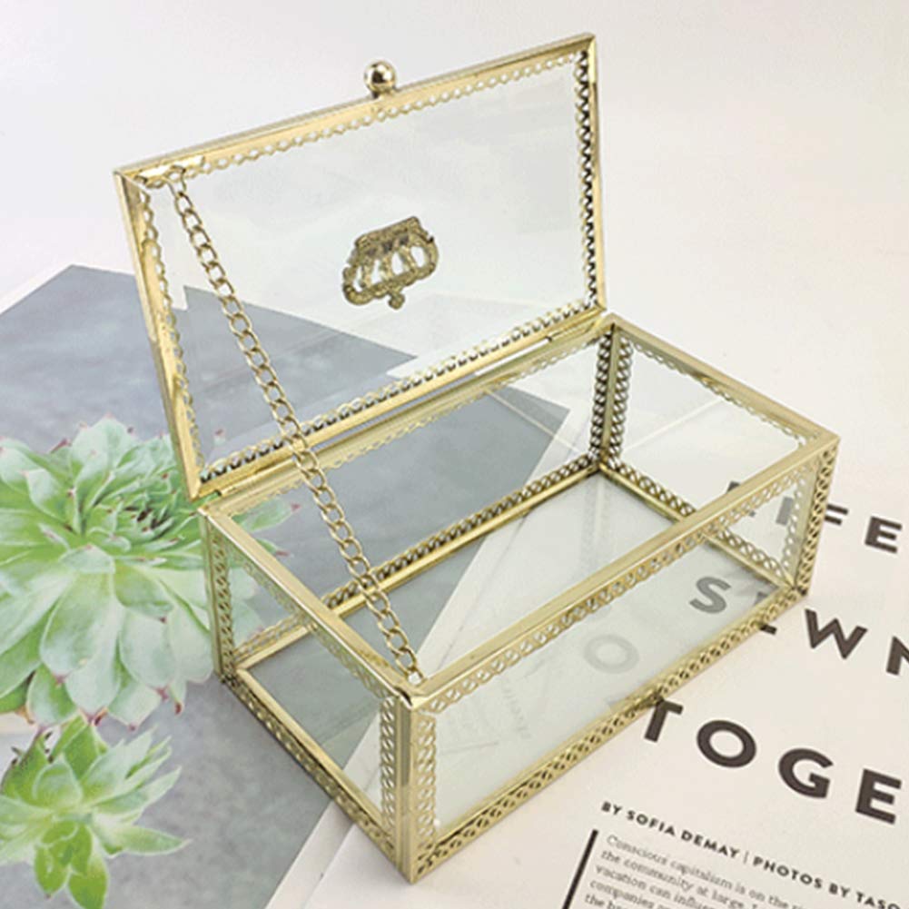 Adonpshy Jewelry Storage Box - Clear Glass Jewelry Organizer for Earrings, Rings, Bracelets | Elegant Home Decor Display Case for Necklaces & Accessories | Perfect for Bedroom Vanity, Closet Organization & Gift Giving