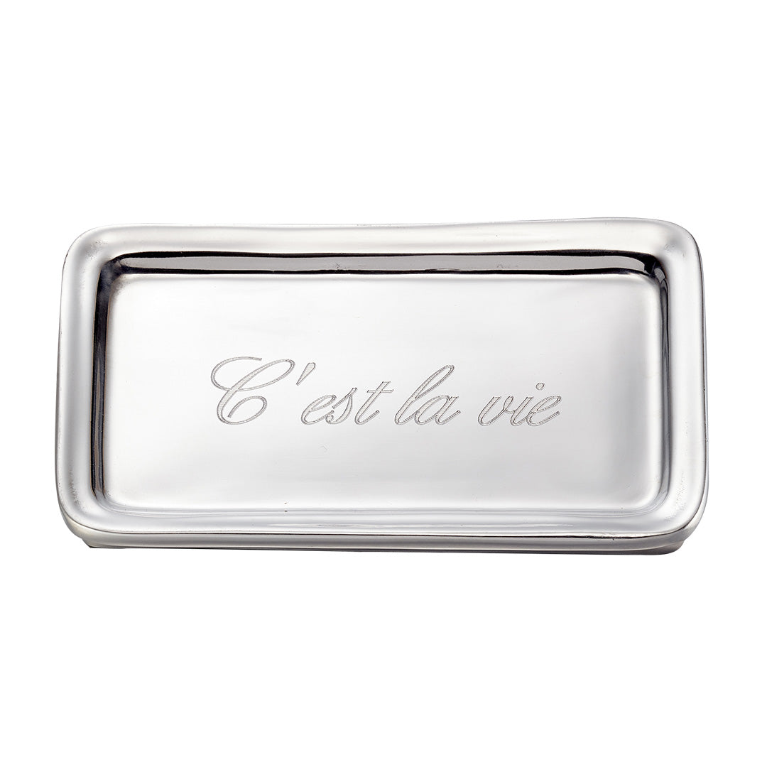 Elegant C'est la Vie Serving Tray - Stylish Decorative Tray for Dining, Living Room & Kitchen Organization | Perfect for Entertaining, Breakfast in Bed & Home Decor