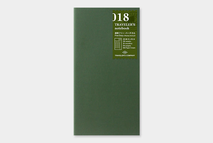 TRC Traveler's Notebook Refill - Weekly Diary Insert No.18 | Free Diary Refill for Travel Journal, Planner & Bullet Journaling | Perfect for Travelers, Students & Office Use