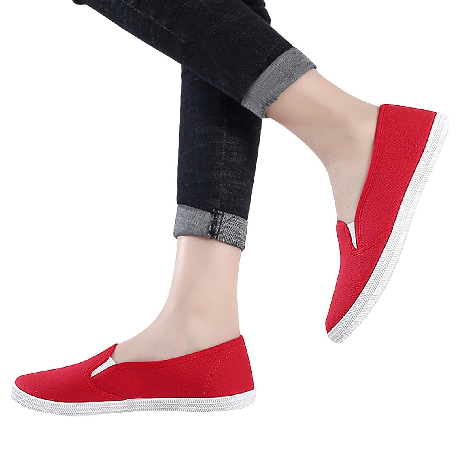 MLAGJSS Women's Casual Slip-On Canvas Sneakers - Comfortable Low Top Walking Shoes for Women, Breathable Platform Trainers - Perfect for Outdoor Activities, Travel & Daily Wear