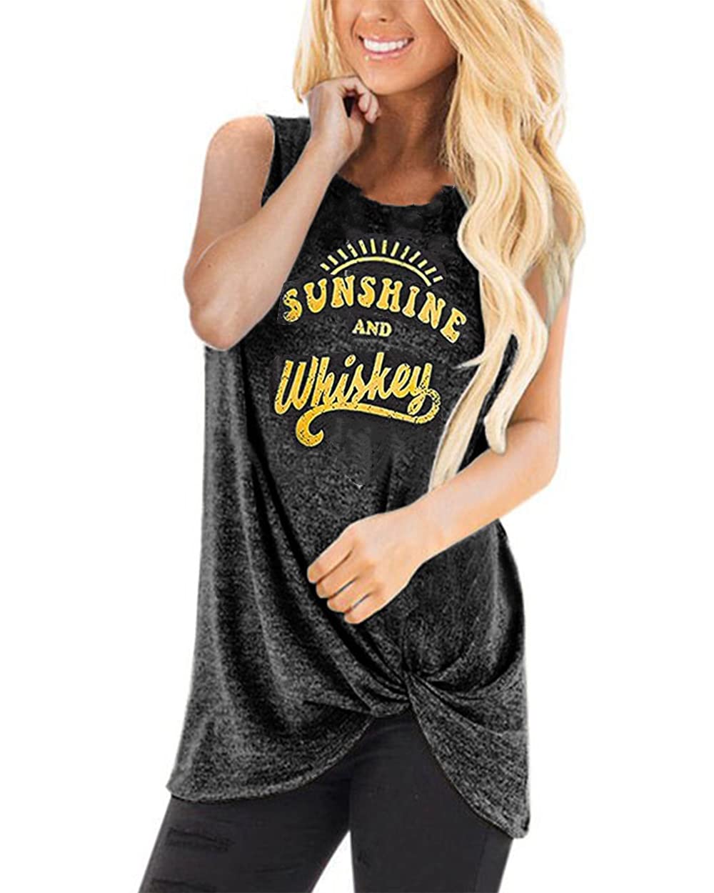 Women's Summer Tank Tops - Twist Knot Casual Sleeveless Blouses, Loose Fit Flowy Tunic Tops for Beach, Vacation & Everyday Wear