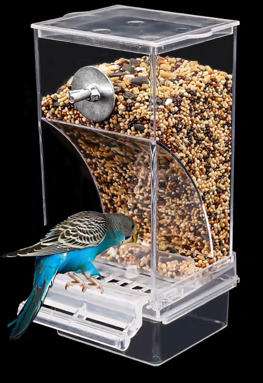 Automatic No-Mess Bird Feeder - Hanging Bird Cage Accessories for Parakeets, Canaries, Cockatiels & Finches - Perfect for Outdoor & Indoor Bird Watching
