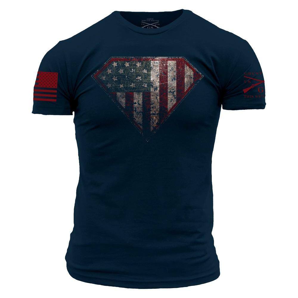 Super Patriot 2.0 Graphic T-Shirt - Navy Blue Cotton Tee for Men | Casual Wear, Patriotic Outfits & American Flag Apparel