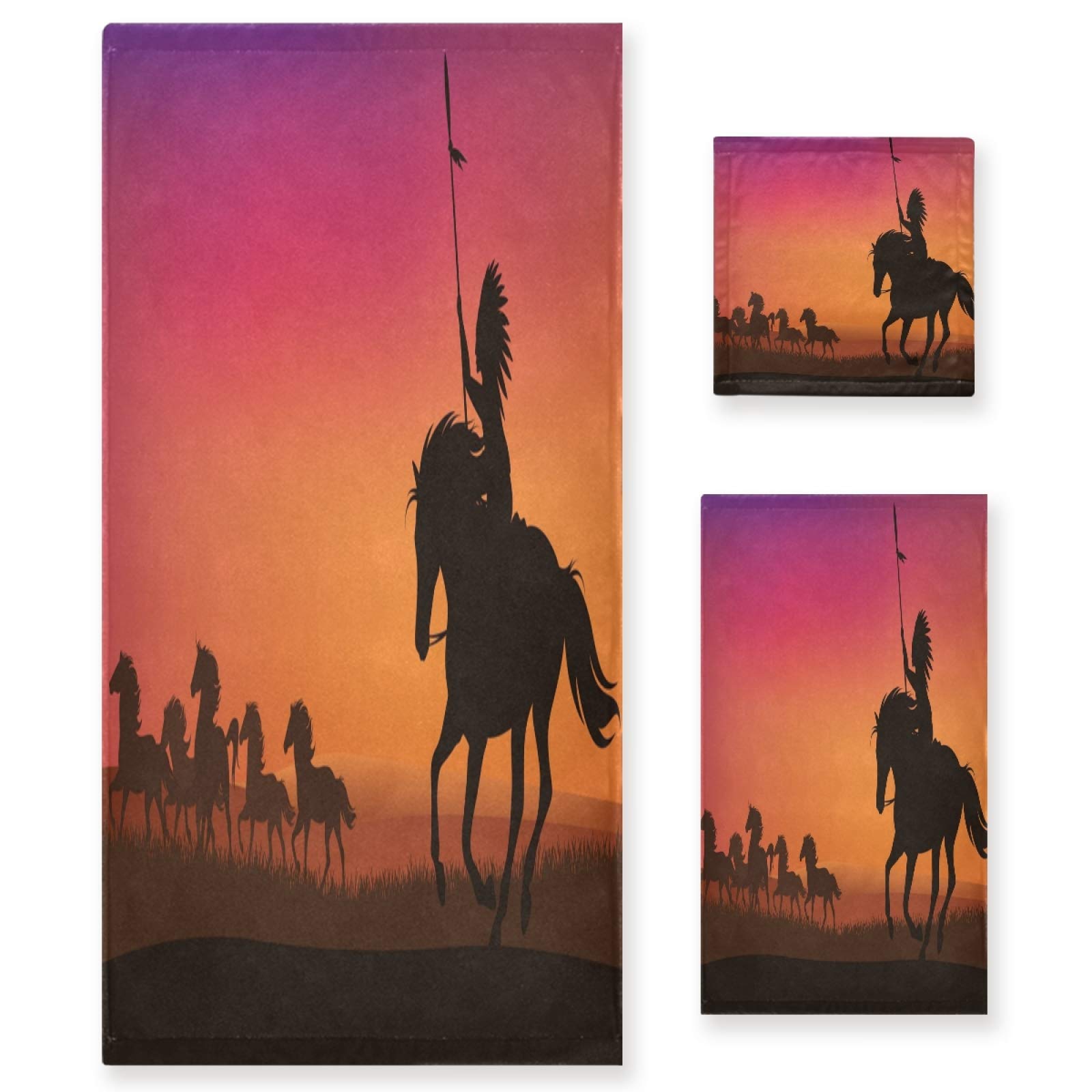Premium Cowboy Riding Bath Towels Set - Ultra Absorbent & Soft 3-Piece Towel Set for Home, Hotel, Spa & Western Decor - Perfect for Bathroom, Ranch & Cowboy Themed Rooms