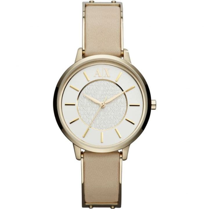 ARMANI EXCHANGE AX5301 Women's Gold-Tone Stainless Steel Watch with Leather Strap - Elegant Quartz Analog Timepiece for Office, Party & Everyday Wear