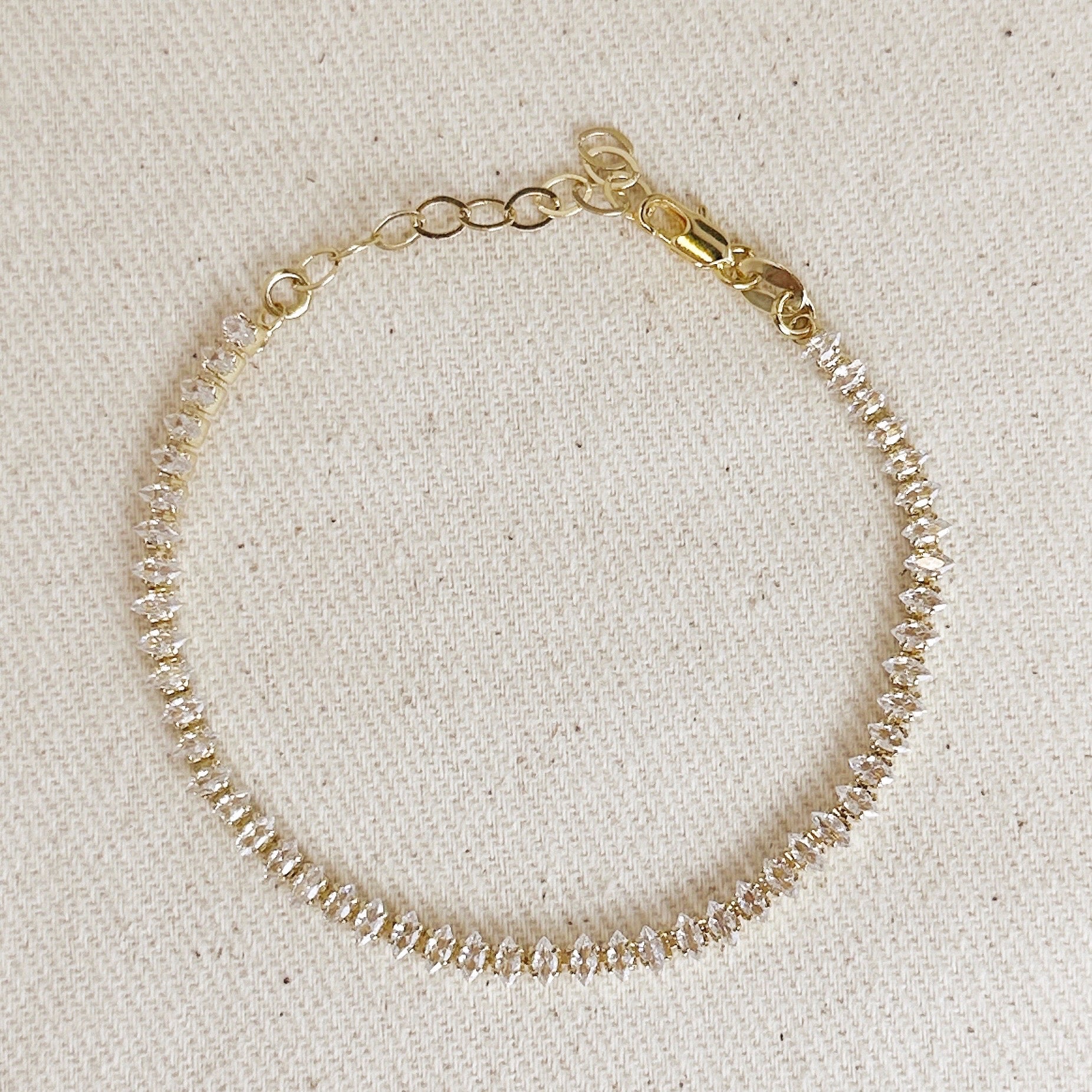 18k Gold Filled 4mm Marquise Cut Tennis Bracelet for Women - Elegant Dainty Jewelry Gift for Anniversary, Wedding & Special Occasions